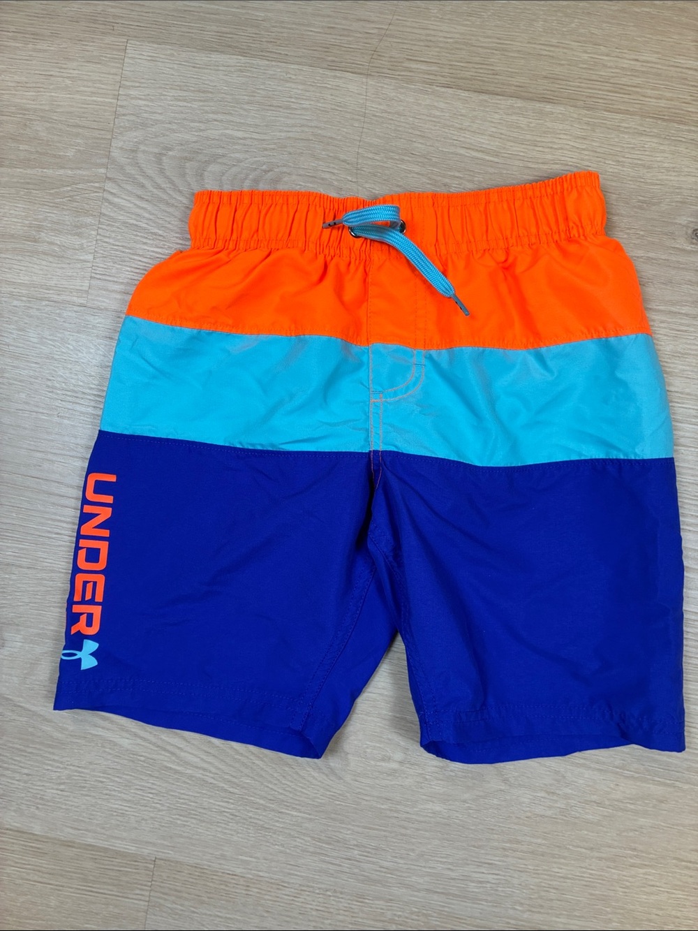 Under Armour Orange/Aqua/Blue Colorblock 5/6 Swim Trunks